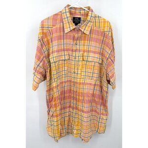 Willis & Geiger Shirt Mens XL Yellow Plaid Cotton Short Sleeve